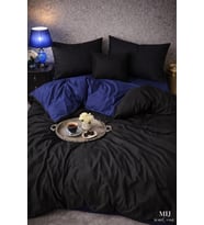 More Home    Çift Kişilik Nevresim Takımı Lastikli Çarşaf  Siyah Lacivert