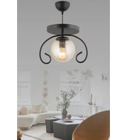 Tekli Siyah Kelebek Bal Glop Camlı  Modern  Avize