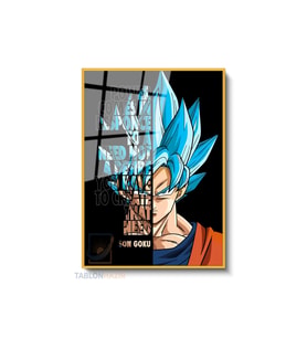 Dikey Çerçeveli Cam Goku1 Modern Ev Dekoru Duvar Sanatı Ev Ofis Tablosu (Altın)