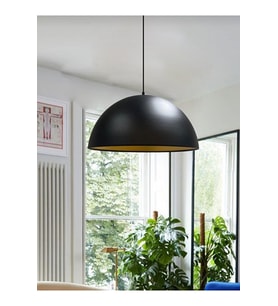 Retro Rustik Vintage Metal Sarkıt Avize 40 Cm Siyah Içi Altın