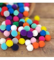 15 mm Peluş Ponpon - Renkli Ponpon 100 adet - Pelüş Ponpon - Süs Ponpon (Karışık)
