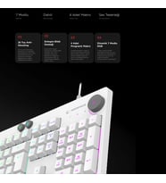 KB-GX65 SIMULA Beyaz USB RGB Aydınlatmalı 4 Makro Tuşlu Bilek Destekli Gaming Oyuncu Klavyesi