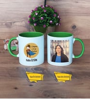 Öğretmenler Günü Hediyesi Kupa Bardak Yeşil Fotoğraflı