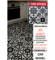30cmx30cm 10 Adet Yapışkanlı Osmanlı çini Floor Pvc Panel  Zemin Kaplama Paneli Arkası Kauçuklu 2124 (Çok Renkli)