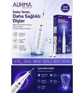 Ultrasonic şarjlı Elektrikli Akıllı Diş temizleme Cihazı Beyazlatıcı 5 Mod 3+1 Başlık, Ipx8 Su Geçirmez Beyaz