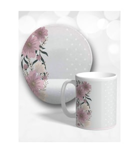 Pastel Sadelik Oval Bilek Destekli Mouse Pad Ve Kupa Bardak Seti