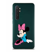 Xiaomi Mi Note 10 Lite Soft Premier Kapak Minnie Mouse-E Tasarımlı Silikon Kılıf - Yeşil (Şeffaf)