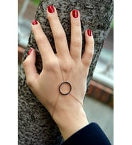 925 Ayar Gümüş Siyah Taşlı Rose Halka Şahmeran - B019501