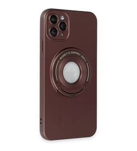 İPhone 12 Pro Max Uyumlu Standlı Magneticsafe Luta Kılıf (Kahverengi)