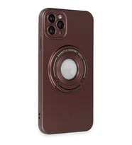 İPhone 12 Pro Max Uyumlu Standlı Magneticsafe Luta Kılıf (Kahverengi)