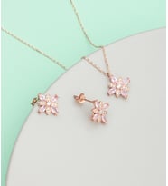 Pembe Umut Çiçeği Kolye Küpe Set