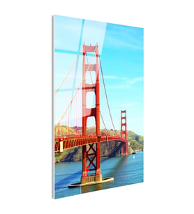 Tamperli Gerçek Cam Tablo San Francisco Kırmızı Köprü Kulesi Şehir Mimari Tablo Duvar Dekoru