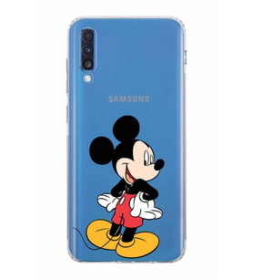 Samsung Galaxy A70  Kamera Korumalı  Kapak Mickey Mouse Tasarımlı  Şeffaf Kılıf
