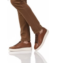 Ayakmod Premium Premium Beyaz Hakiki Deri Erkek Casual Ayakkabı 2689 M (Taba)