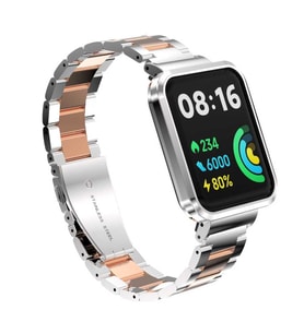 Xiaomi Redmi Watch 2 Lite Uyumlu Kordon Paslanmaz Metal Baklalı Klipsli Zore KRD-60 Kayış
