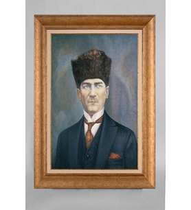 Çerçeveli Paspartulu Atatürk Tablo a475 (Gold)