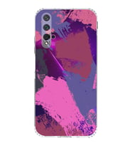 Huawei Nova 5t Uyumlu Kamera korumalı Kapak Brushstroke Tasarımlı  Şeffaf Kılıf