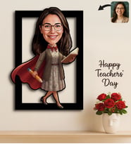 BK Gift Kişiye Özel Kadın Öğretmen Karikatürlü 3D Ahşap Tablo -15, Öğretmene Hediye, Öğretmenler Günü Hediyesi