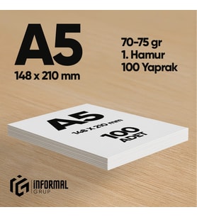 İnformal Fotokopi Kağıdı Premium Kalite A5 100 Yaprak 1. Hamur