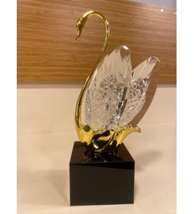 DEKORATİF KRİSTAL VE PİRİNÇ ALTIN ORTABOY KUĞU BOY 22 CM