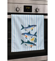 Valerine Life El Kurulama Havlusu 30x50cm Mutfak, Fırın için Pamuklu Emici Ege Balıkları