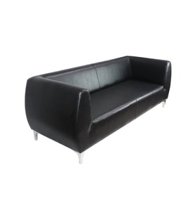 Noir Elegance Siyah Deri Üçlü Ofis Kanepesi