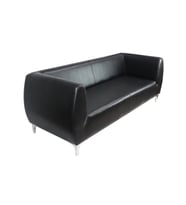 Noir Elegance Siyah Deri Üçlü Ofis Kanepesi