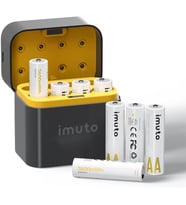 Imuto 3600 mWh AA Lityum Şarjlı Pil Seti (8’li) + 8 Yuvalı Şarj Ünitesi