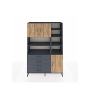 Hyperion Dolap 9 Raflı 4 Çekmeceli 3 Kapaklı 132x44x195 Antrasit-Çam/Antrasit
