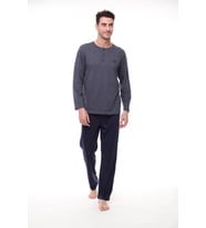Pijadore 1404 Erkek Büyük Beden Uzun Kollu Düğmeli Pijama Takım