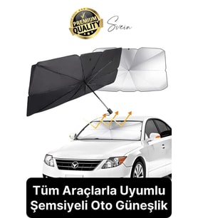 Premium Büyük Boy Titanyum Tüm Araçlarla Uyumlu Geçirmez Dayanıklı Araç İçi Ön Cam Şemsiye Güneşlik