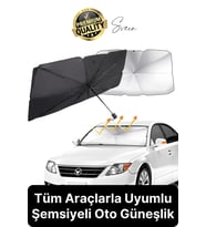 Premium Büyük Boy Titanyum Tüm Araçlarla Uyumlu Geçirmez Dayanıklı Araç İçi Ön Cam Şemsiye Güneşlik