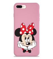 Apple iPhone 7 Plus Uyumlu Lansman Kılıf Minnie Mouse Tasarımlı Altı Kapalı İçi Kadife Kaplı  Kapak (Şeffaf)