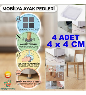 4 Adet Silikon Şeffaf Koltuk Mobilya Masa Beyaz Eşya Yazıcı Koruyucu Kaydırmaz Dayanıklı Pedler 4 X 4 Cm Mobilya Ayakları Renksiz