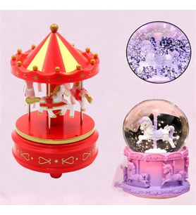 Kırmızı Atlı Karınca Unicorn Mini Işıklı Kar Küresi Ve Müzik Kutusu