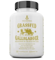 Ancestral Supplements Grass Fed Beef Gallbladder with Ox Bile and Liver, 1000mg, Complex Promotes Digestive 180 Capsul.Abd.89.