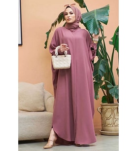 6571-Krep Abaya Gül Kurusu