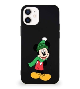 Apple iPhone 12 Mini Soft Premier Kapak Mickey Mouse-G Tasarımlı Silikon Kılıf - Siyah (Şeffaf)