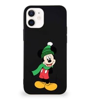 Apple iPhone 12 Mini Soft Premier Kapak Mickey Mouse-G Tasarımlı Silikon Kılıf - Siyah (Şeffaf)