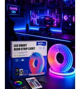 Rgb Neon Led Şerit Işık Kumandalı Usb Girişli Su Geçirmez Şerit Led