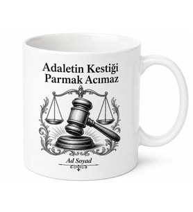 Hakim Beye Adaletin Kestiği Parmak Acımaz Tokmak Çizimli Kupa Bardak Hediye