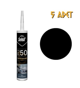Selsil Poliüretan Mastik Yapıştırıcı PU50 SİYAH 280 ml. - 5 Adet