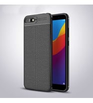 Huawei Y6 2018 Kılıf Deri Tarzı Niss Silikon Case (Siyah)