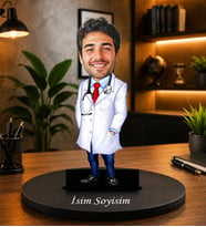Kişiye Özel Karikatürlü Biblo Doktor Hediyesi – İsimli Doktor Masa Dekoru, Doktora Hediye