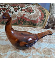 Antika Murano Cam Kuş (Ekru-Koyu Kahve)