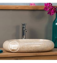 Sipahi Marble Bej Mermer Bombeli Kayık Lavabo