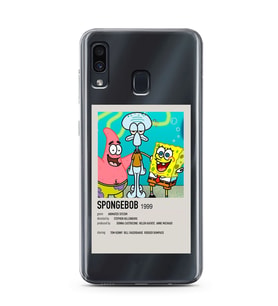 Samsung Galaxy A20/A30 Uyumlu Sunger Bob Minimalist Poster Desenli Şeffaf Telefon Kılıfı