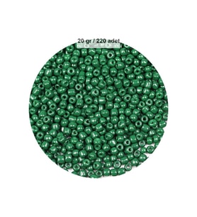 Koyu Yeşil Renk 4 mm Yaklaşık 220 adet/20 gram Cam Boncuk Oya Yazma Bileklik ve Kolye