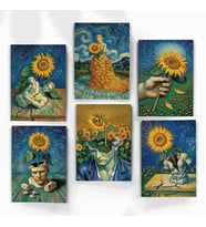 A6 (10,5x14,8 cm) 6’lı Van Gogh Tarzı Günebakan / Ayçiçeği Scrapbook ve Art Journal Kağıdı
