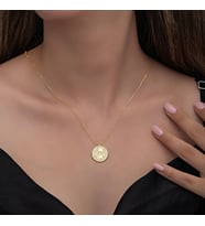 Gold Fil Motifli Şans 925 Ayar Gümüş Kadın Kolye
